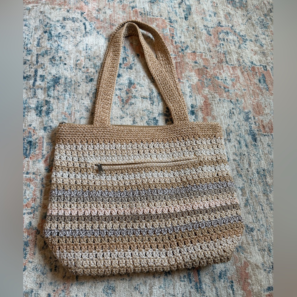 The Sak Crochet Tote Bag in Beige, Taupe, Cream
